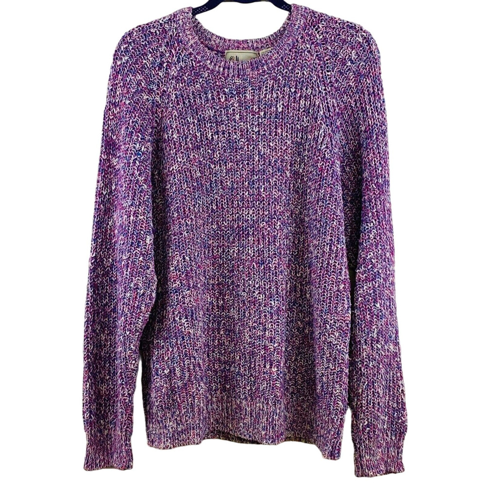 Vintage Womens M Apparel Workshop Shaker Knit Sweater Pink Purple Pullover‎